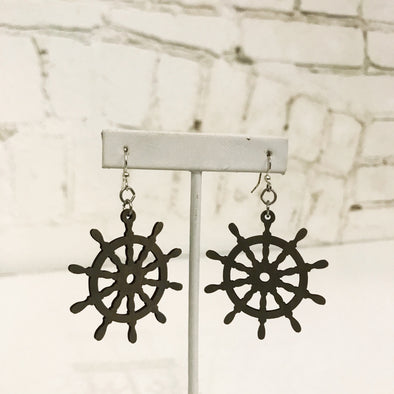 Wooden Nautical Wheel Earring